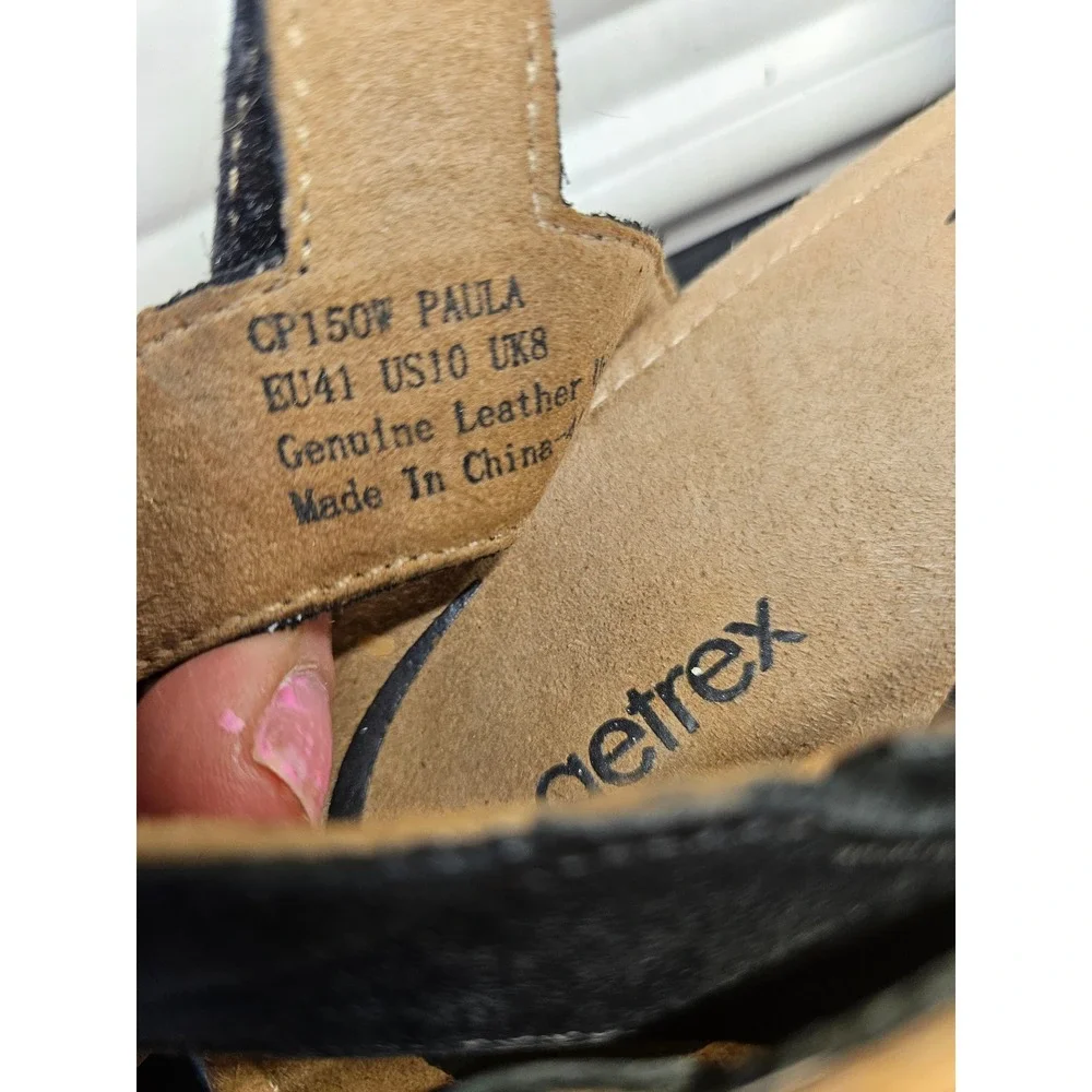 Aetrex Platform Espadrille Sandals‎ Women 10 Black Paula CP150W Chunky #684